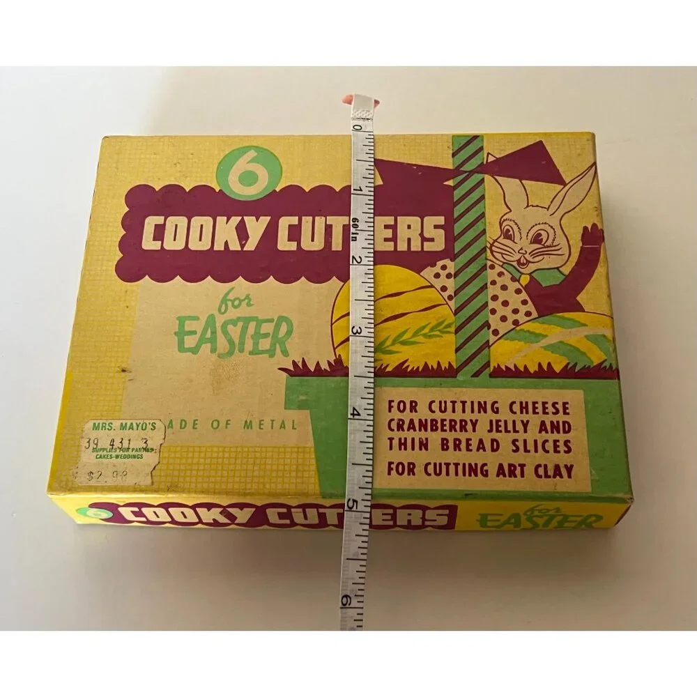 Vintage Easter Cookie Cutters Set | 1940s–1950s Metal Bunny Swan Bird Cross - Picture 6 of 7